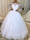 Ball Gown/Princess Off-the-shoulder Tulle Court Train Wedding Dresses With Appliques Lace #Milly00024817