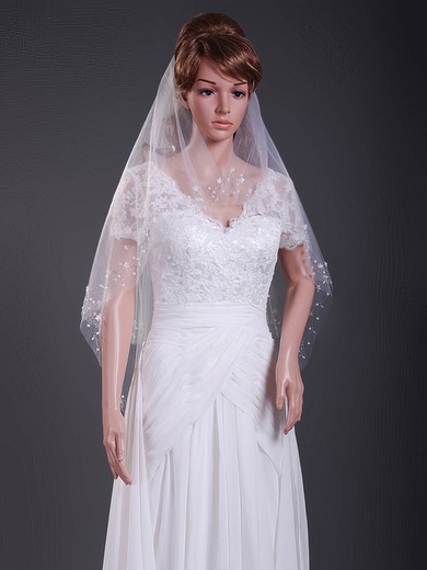 Fabulous Two-tier Elbow Wedding Veils with Cut Edge #1430146