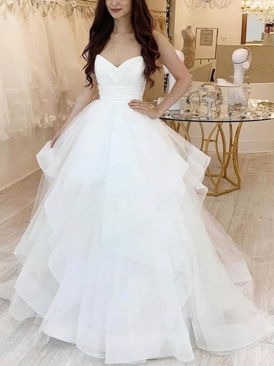 Ball Gown/Princess Sweetheart Tulle Sweep Train Wedding Dresses With Ruffles #Milly00025286