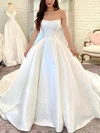 Ball Gown/Princess Straight Satin Sweep Train Wedding Dresses #Milly00025303