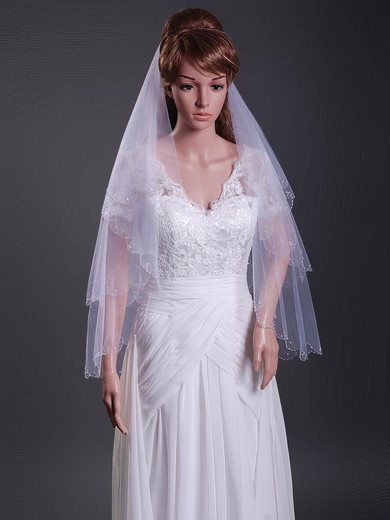 Two-tier Fingertip Wedding Veils with Scalloped Edge #1430165
