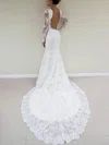 Trumpet/Mermaid Scoop Neck Lace Sweep Train Wedding Dresses #Milly00025772