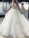 Ball Gown/Princess Off-the-shoulder Tulle Sweep Train Wedding Dresses With Appliques Lace #Milly00026074