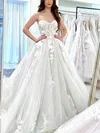 Ball Gown/Princess Sweetheart Tulle Sweep Train Wedding Dresses With Appliques Lace #Milly00026539