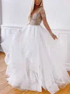 Ball Gown/Princess Scoop Neck Tulle Floor-length Wedding Dresses With Cascading Ruffles #Milly00026678