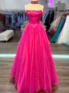 A-line Strapless Organza Floor-length Prom Dresses #Milly020113822