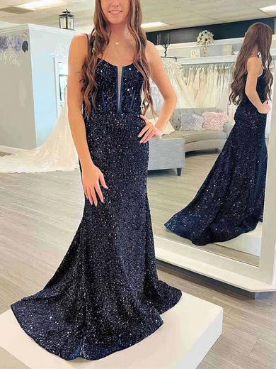 Mermaid V-neck Sparkly Sequin Prom Dresses #Milly020113847