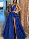 Ball Gown/Princess Sweep Train V-neck Glitter Appliques Lace Prom Dresses #Milly020113903