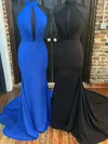Trumpet/Mermaid Halter Jersey Sweep Train Prom Dresses With Ruffles #Milly020113925