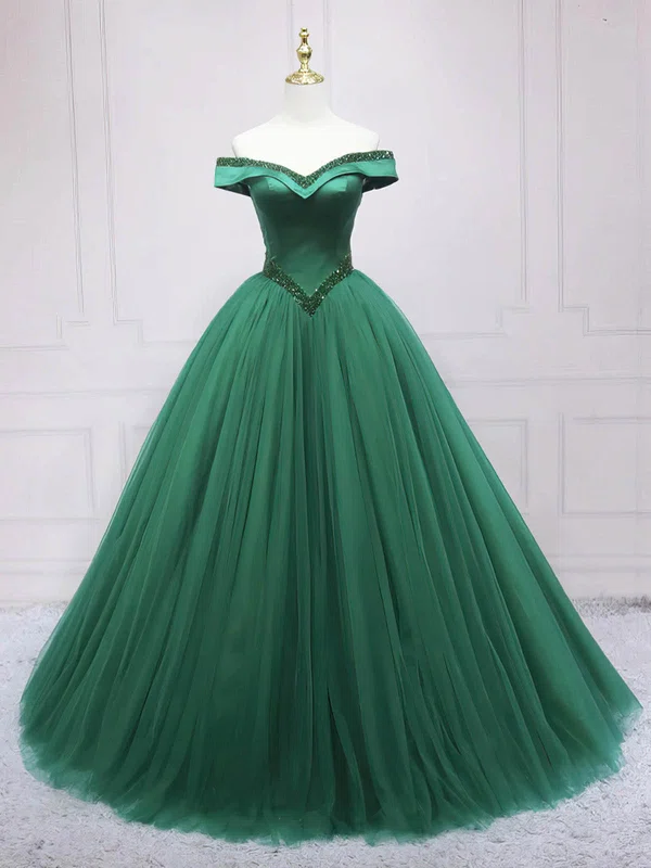 Ball Gown Off-the-shoulder Tulle Sweep Train Prom Dresses With Sequins #Milly020113931