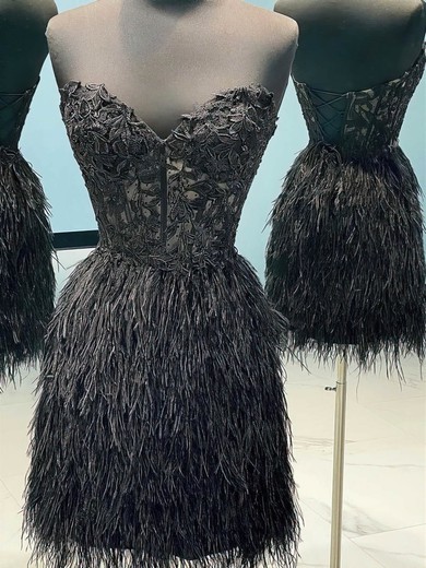 Black Fuzzy Trim Bodycon Mini Dress #Milly020113962