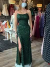 Sheath/Column Scoop Neck Sequined Sweep Train Prom Dresses With Split Front #Milly020113965