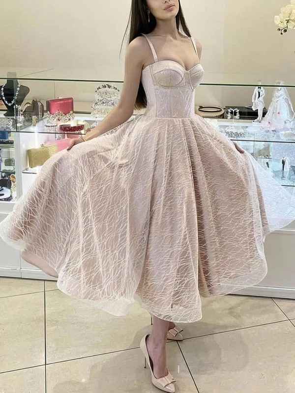 A-line Sweetheart Glitter Tea-length Prom Dresses #Milly020113999