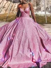 Ball Gown V-neck Glitter Sweep Train Prom Dresses #Milly020114008