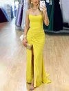 Sheath/Column Sweep Train Scoop Neck Jersey Prom Dresses #Milly020114022