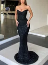 Black Mermaid V-neck Sparkly Sequin Prom Dresses #Milly020114036