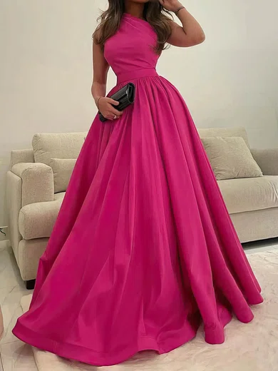 Ball Gown One Shoulder Satin Prom Dresses With Ruched #Milly020114042