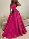 Ball Gown One Shoulder Satin Sweep Train Prom Dresses With Ruffles #Milly020114042