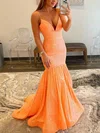 Trumpet/Mermaid V-neck Sequined Sweep Train Prom Dresses #Milly020114047