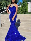 Trumpet/Mermaid V-neck Sequined Sweep Train Prom Dresses #Milly020114092