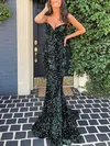 Trumpet/Mermaid V-neck Sequined Sweep Train Prom Dresses #Milly020114125