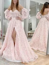 Princess Sweetheart Lace Sweep Train Prom Dresses With Split Front #Milly020114165