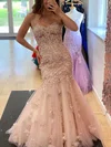 Trumpet/Mermaid Sweetheart Tulle Glitter Sweep Train Prom Dresses With Flower(s) #Milly020114172