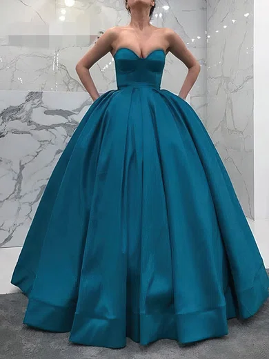 Ball Gown/Princess Floor-length Sweetheart Satin Pockets Prom Dresses #Milly020114204
