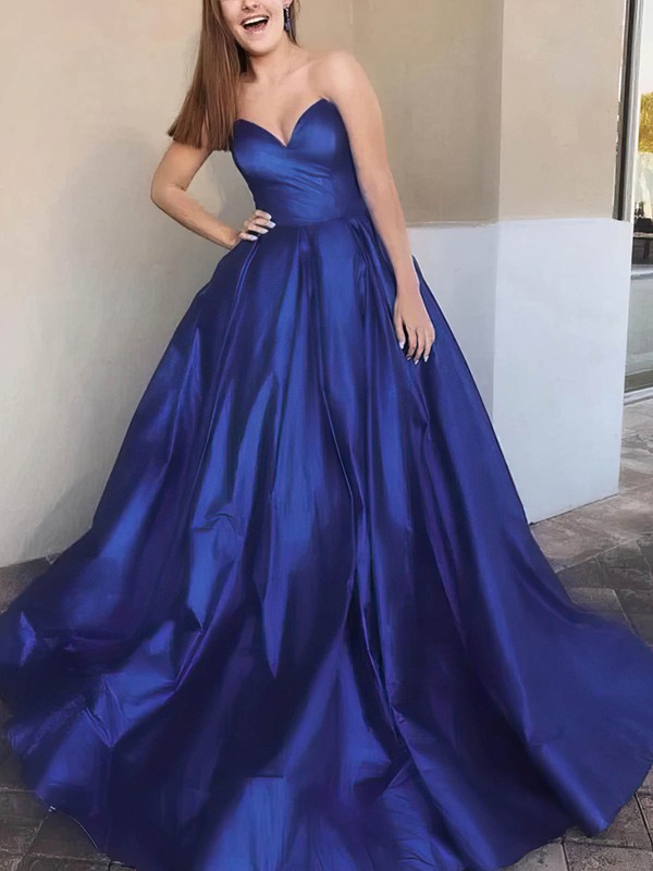 Ball Gown Sweetheart Satin Sweep Train Prom Dresses - Millybridal.org