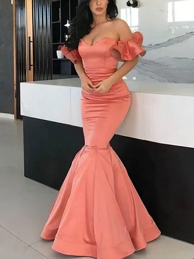 Mermaid Off-the-shoulder Satin Prom Dresses With Floor-length #Milly020114280