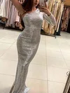 Sheath/Column One Shoulder Sequined Floor-length Prom Dresses #Milly020114337