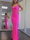 Sheath/Column V-neck Jersey Floor-length Prom Dresses With Ruffles #Milly020114348