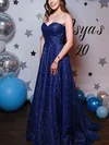 A-line Sweetheart Glitter Sweep Train Prom Dresses #Milly020114425