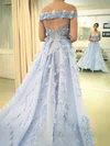 Princess Off-the-shoulder Organza Sweep Train Prom Dresses With Appliques Lace #Milly020114447