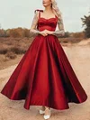 A-line Sweetheart Satin Ankle-length Prom Dresses With Bow #Milly020114465