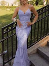 Sheath/Column V-neck Tulle Sweep Train Prom Dresses With Beading #Milly020114485
