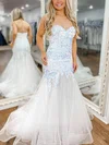 Trumpet/Mermaid Sweetheart Tulle Sequined Sweep Train Prom Dresses #Milly020114506
