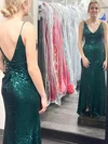 Sheath/Column Cowl Neck Sequined Floor-length Prom Dresses With Split Front #Milly020114556