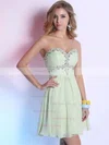 Sage Chiffon Beading Sweetheart Short/Mini Affordable Prom Dresses #02051638