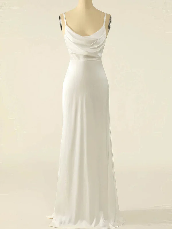 Sheath/Column Cowl Neck Silk-like Satin Floor-length Prom Dresses #Milly020114609