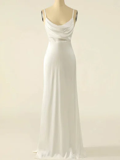 Ivory Sheath/Column Cowl Neck Floor-length Satin Prom Dresses #Milly020114609