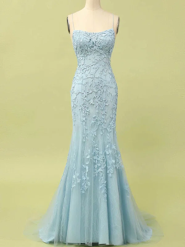 Trumpet/Mermaid Scoop Neck Tulle Sweep Train Prom Dresses With Pearl Detailing #Milly020114614
