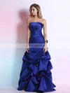 Designer Princess Royal Blue Satin Pick-Ups Strapless Prom Dresses #02014293
