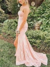 Trumpet/Mermaid Strapless Lace Sweep Train Prom Dresses With Split Front #Milly020114626