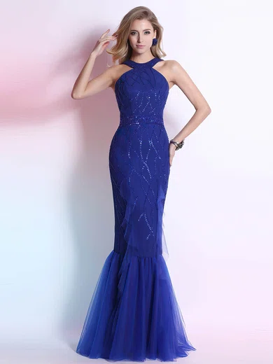 Mermaid Satin & Tulle Scoop Prom Dress With Beadings Mermaid Satin & Tulle Scoop Prom Dress With Beadings