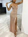 Sparkly Sheath/Column Sequin Ruched Split Formal Dresses PT020114647