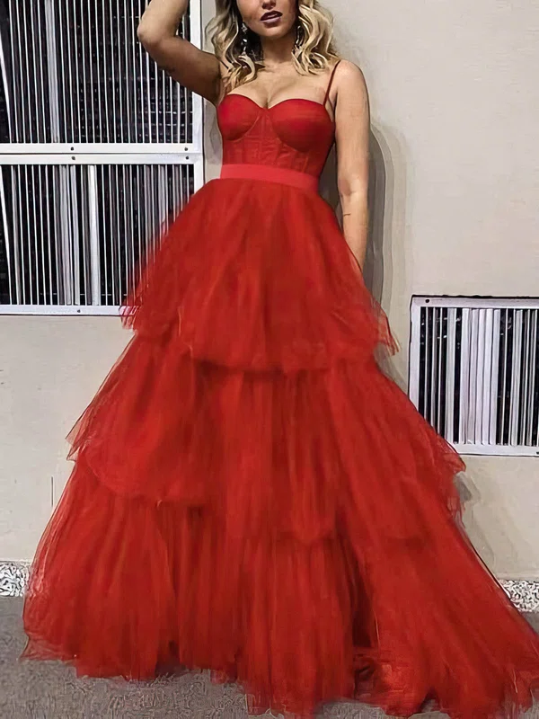 Ball Gown Sweetheart Tulle Sweep Train Sashes / Ribbons Prom Dresses #Milly020114672
