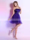 Strapless Wholesale Lilac Tulle Silk-like-Satin with Beading Short/Mini Prom Dresses #02051643