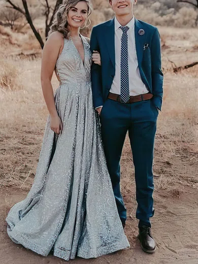 Ball Gown Halter Sparkly Sequin Prom Dresses #Milly020114743
