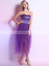 Tiered Purple Sweetheart Satin Tulle Sequins Modern Asymmetrical Prom Dress #02051644